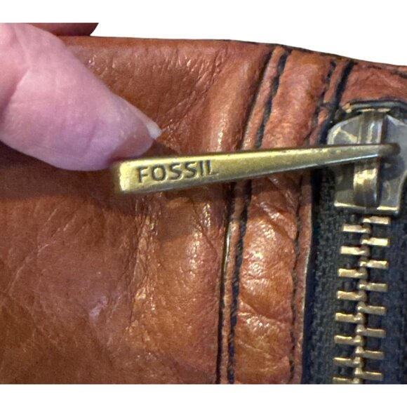 Fossil Genuine Leather Crossbody Bag Brown Soft Cowhide Purse Minimalist Travel - Picture 11 of 12